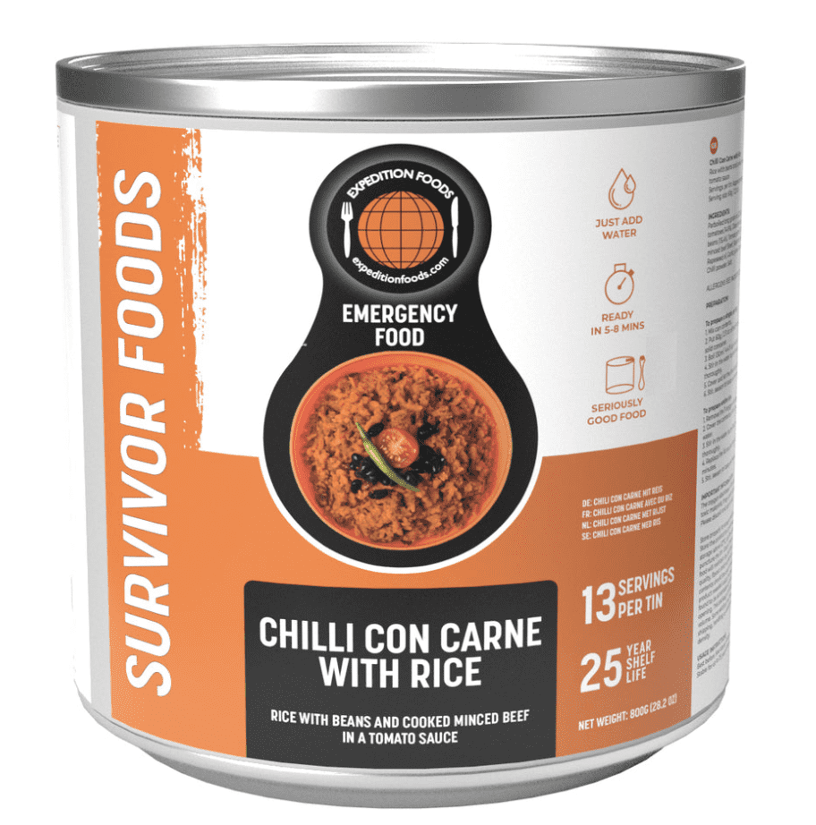 Expedition Foods Freeze Dried Meal Tin Chilli Con Carne with Rice - 13 Servings