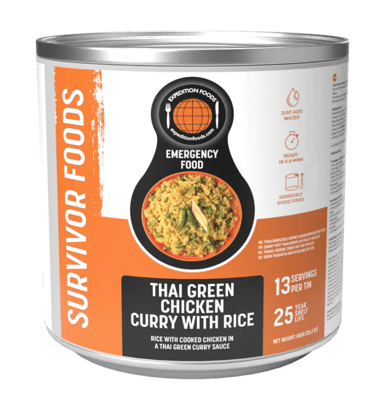 Expedition Foods Freeze Dried Meal Tin Thai Green Chicken Curry With Rice - 13 Servings