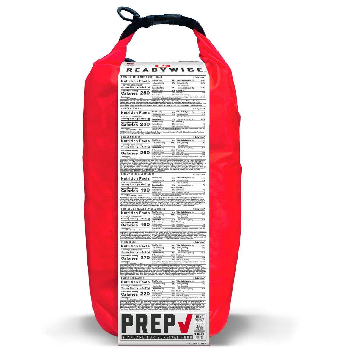 ReadyWise 60 Serving Freeze Dried Breakfast & Entree Meals In Dry Bag